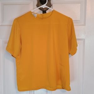 (571) New Editions Petites Woman's Short Sleeve Blouse, Size: PS Color: Yellow